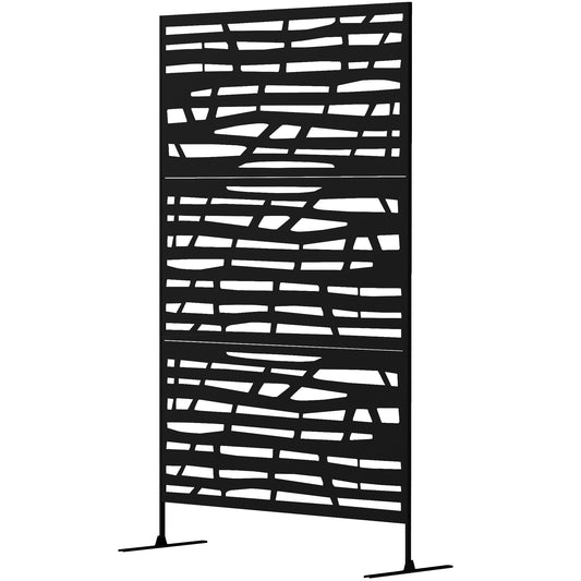 Outsunny Decorative Outdoor Privacy Screen with Stand, Black