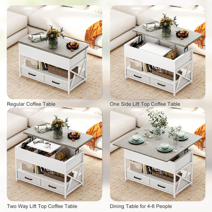 Table basse élévatrice moderne avec tiroirs de rangement