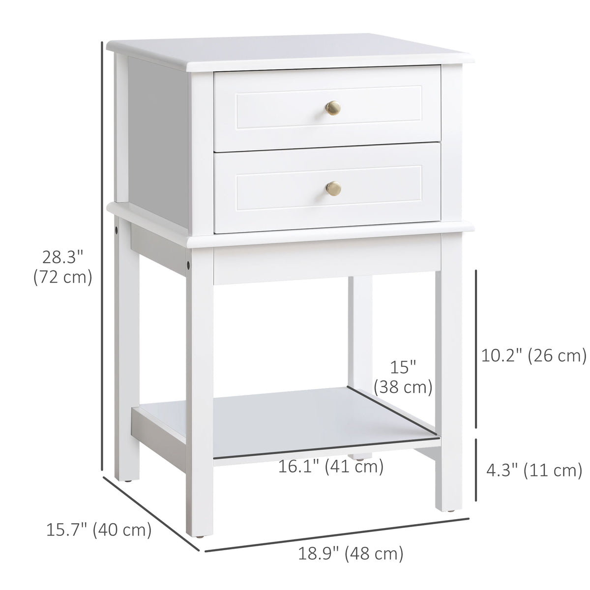Table d'appoint moderne avec tiroirs et étagère de rangement
