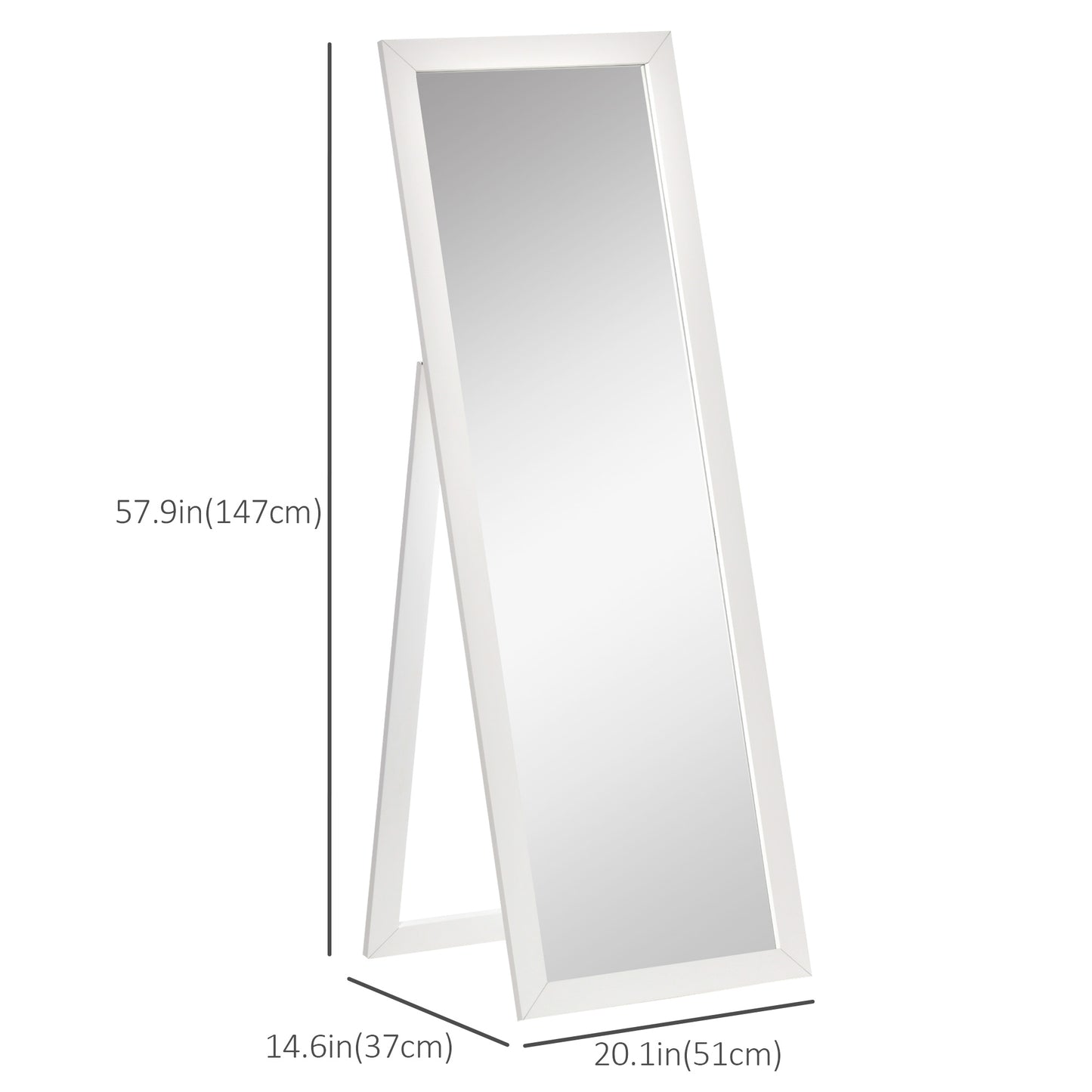 Miroir pleine longueur rectangulaire 147 x 51 cm avec cadre