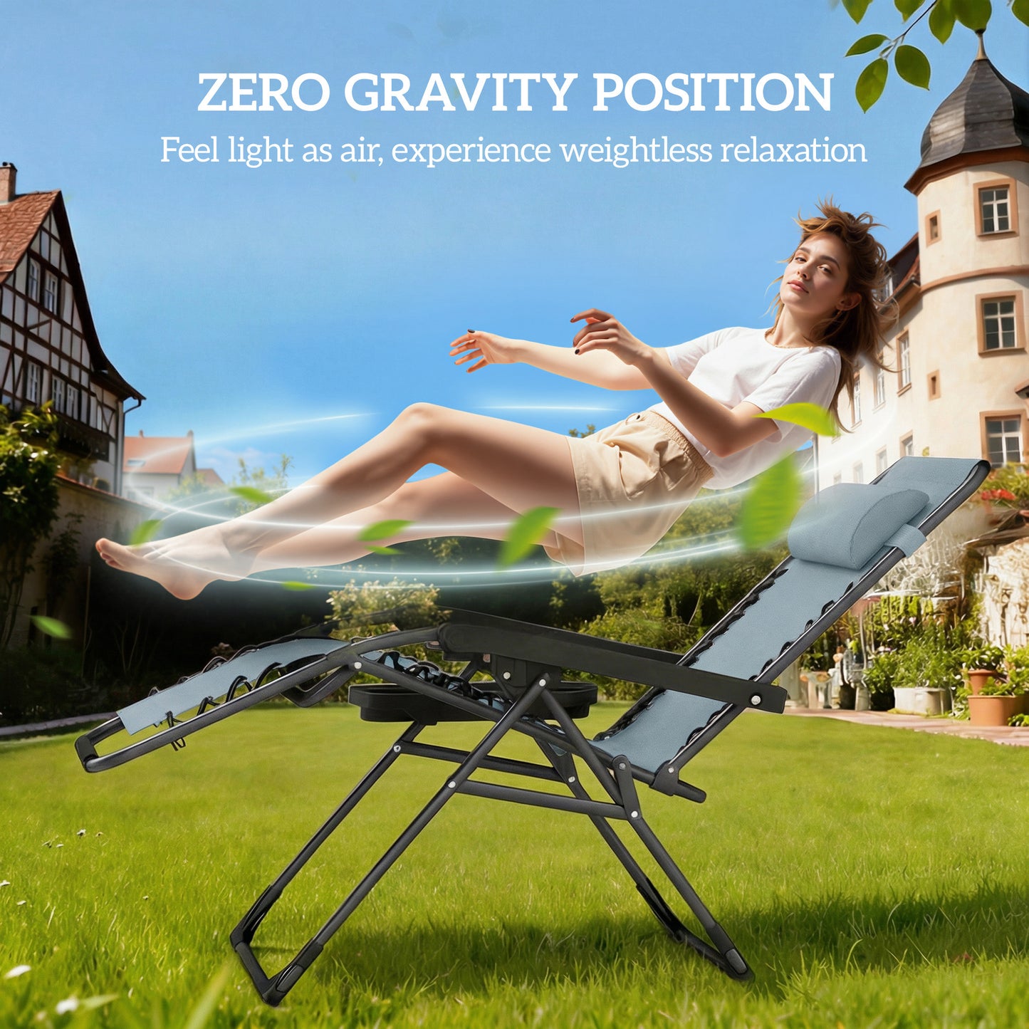 Chaises longues zéro gravité pliantes ensemble de 2