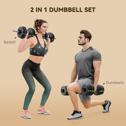 Ensemble haltères et barre 2-en-1 ajustable 30 kg