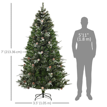 Sapin de Noël artificiel enneigé avec pommes de pin