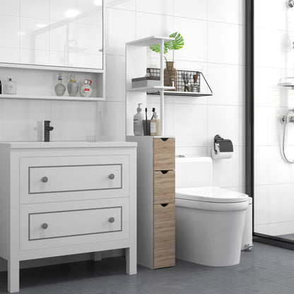 Meuble de rangement étroit pour salle de bains en bois