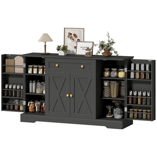 Buffet de cuisine style champêtre avec portes de grange