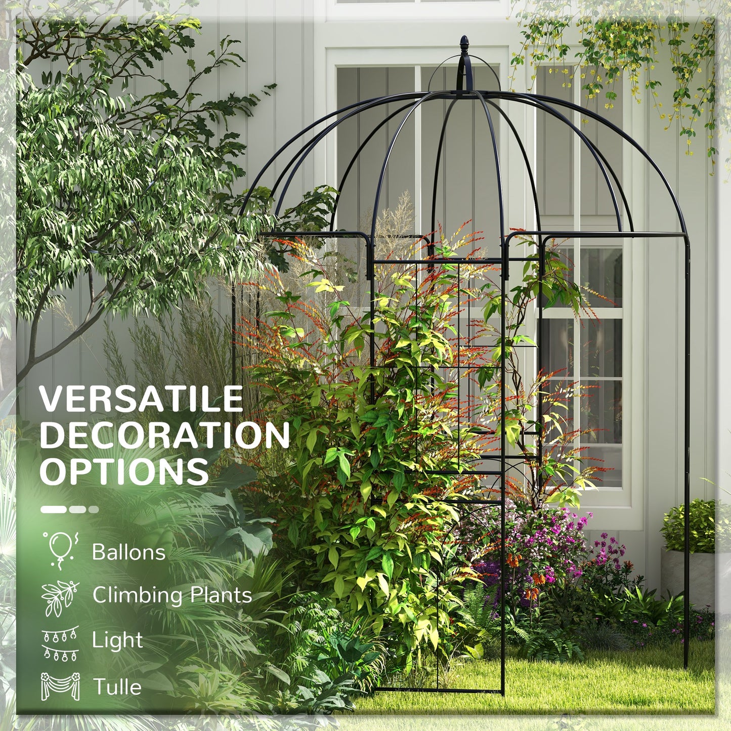 Arche de jardin forme cage à oiseau en métal