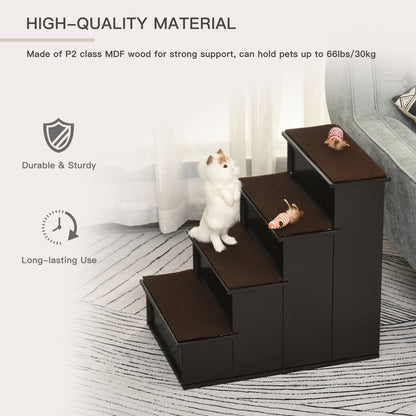 Escalier pour chien 4 niveaux bois MDF — café foncé