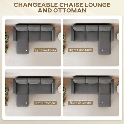 Sofa sectionnel en L avec chaise longue ou pouf