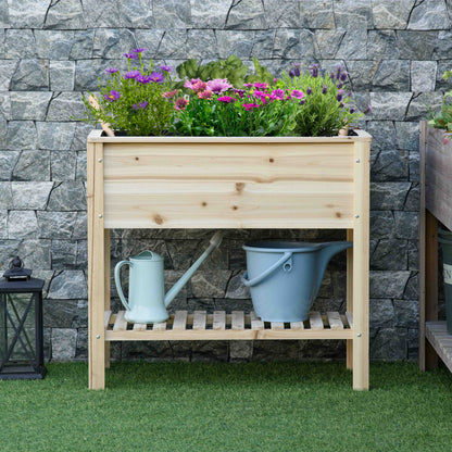 Bac à plantes surélevé avec étagère de rangement 91 x 41 cm