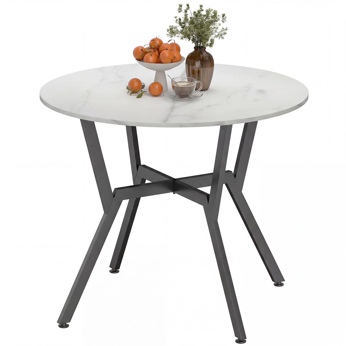 Table à manger ronde 89 cm marbre blanc