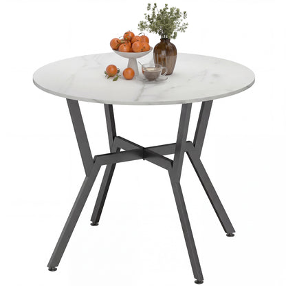 Table à manger ronde 89 cm marbre blanc