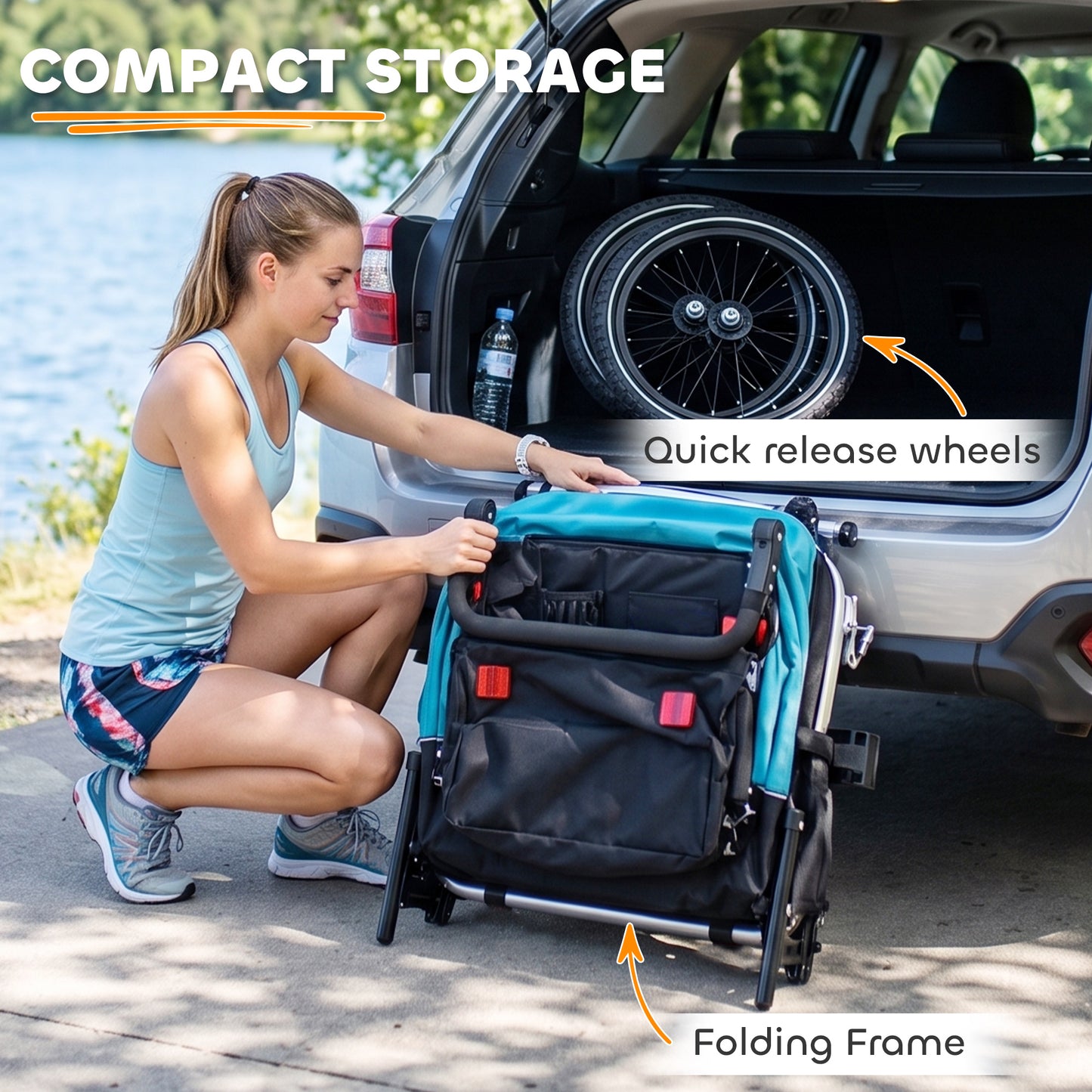 Remorque vélo 3-en-1 enfant pliable avec siège inclinable