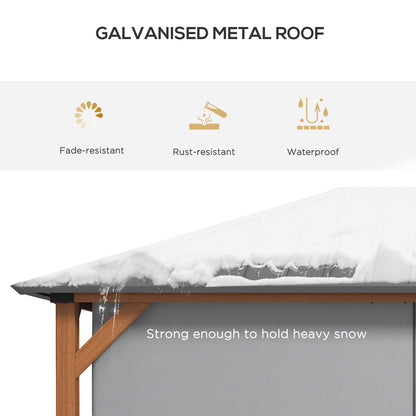 Gazebo à toit rigide 4x3m avec rideaux et moustiquaires