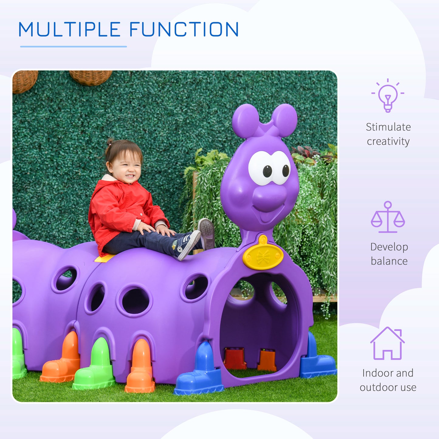 Tunnel de jeu chenille pour enfants 3-6 ans