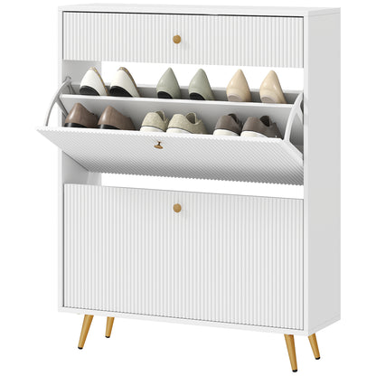 Meuble à chaussures étroit panneaux ondulés