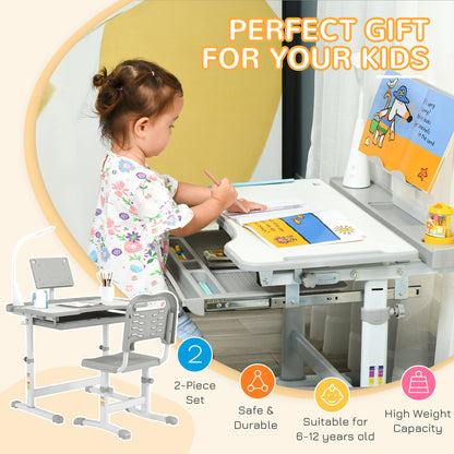 Bureau enfant ajustable avec chaise et lampe LED