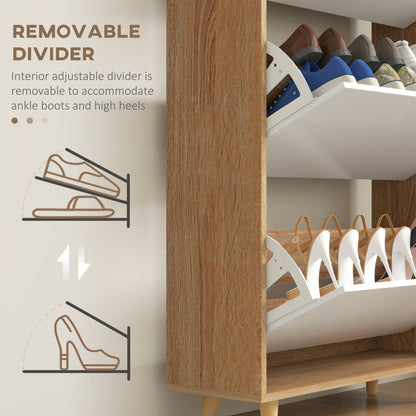 Meuble à chaussures étroit avec trois tiroirs basculants