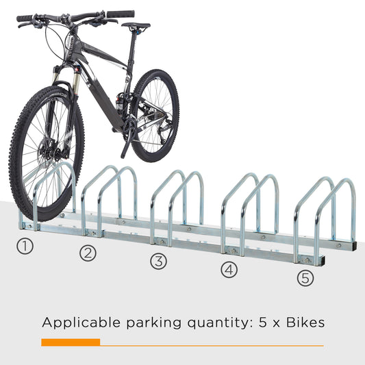 Rangement vélos au sol pour 5 bicyclettes
