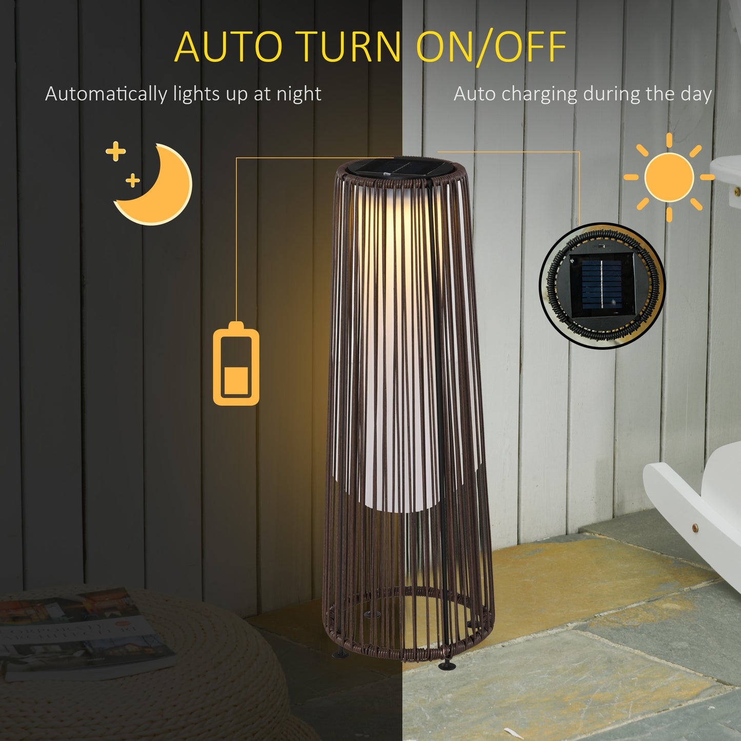 Lampe solaire tressée décorative extérieur LED automatique