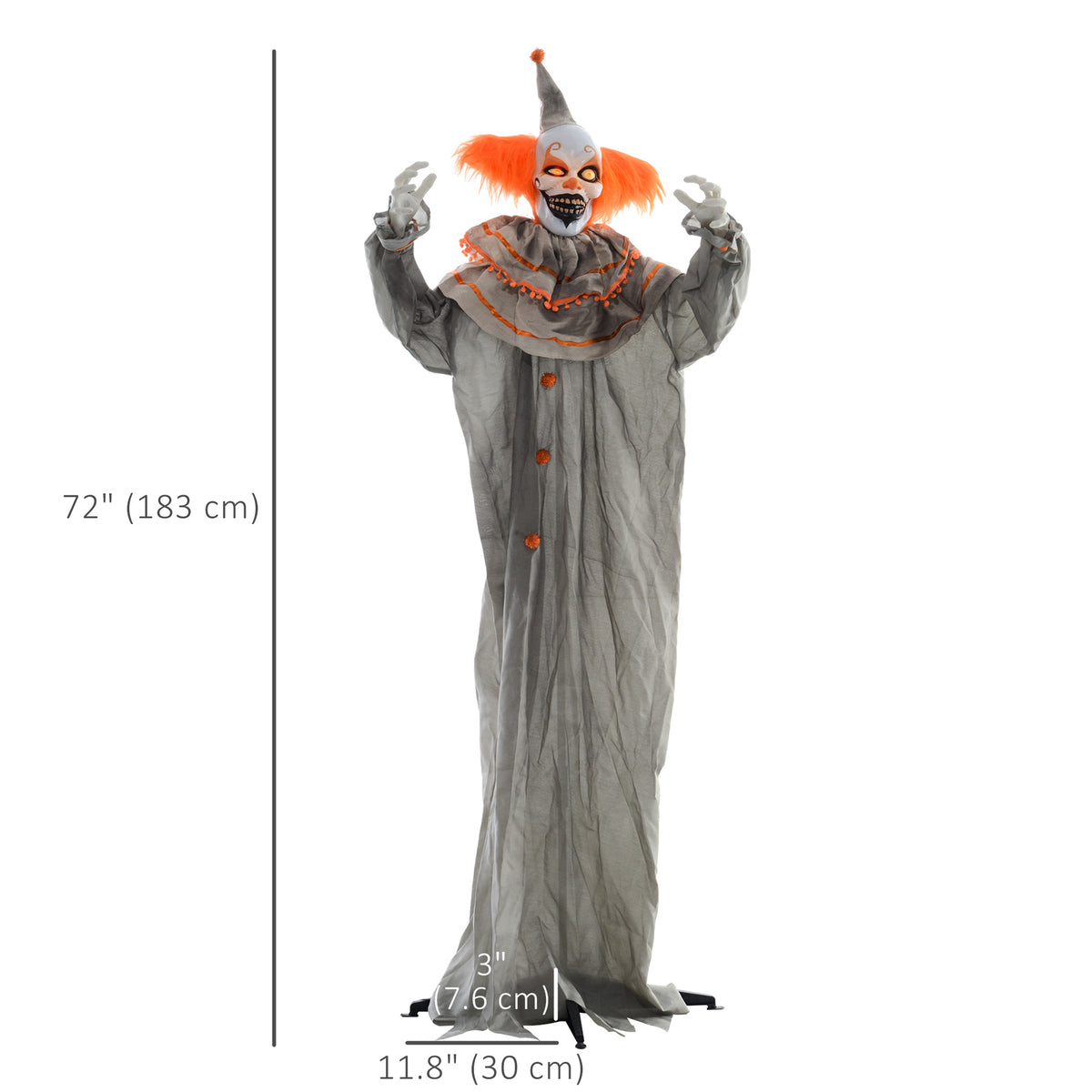 Clown animatronique Halloween grandeur nature 183 cm
