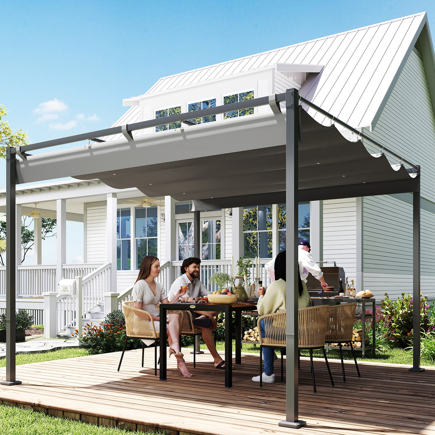 Pergola métal rétractable 305 x 305 cm