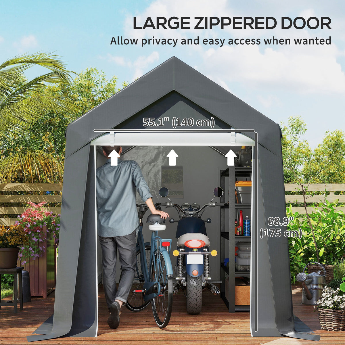 Abri de rangement portable 7x12 pi — Gris foncé