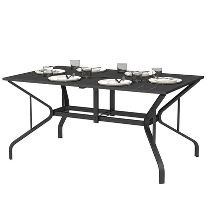 Table de patio rectangulaire avec trou pour parasol