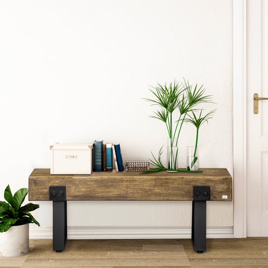 Banc de jardin effet bois béton — naturel