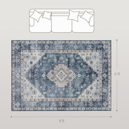 Tapis de zone vintage lavable antidérapant 6x9