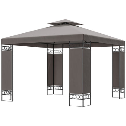 Gazebo double toit avec panneaux écran 3x3m