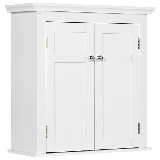 Armoire murale salle de bain portes doubles étagères ajustables