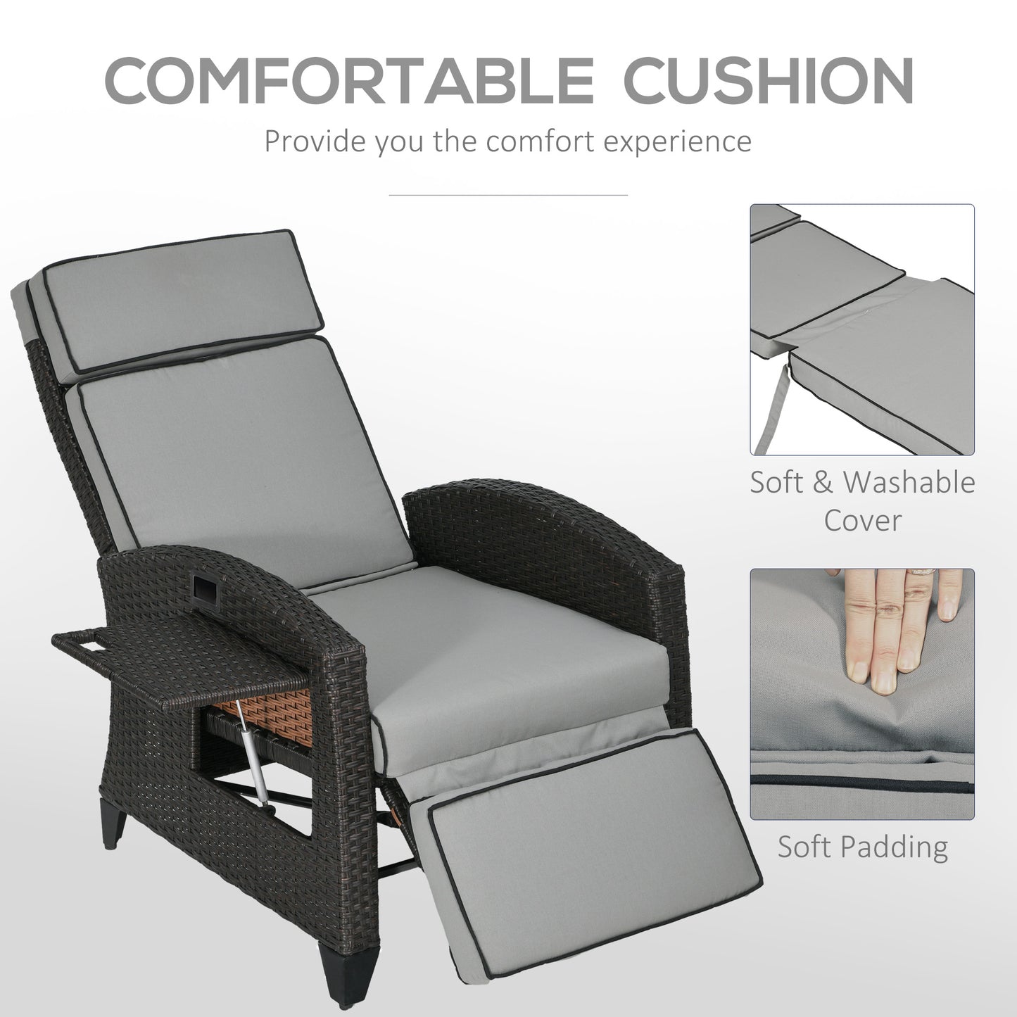Chaise longue inclinable rotin avec dossier ajustable