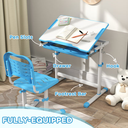 Bureau d'étude ajustable avec chaise et tiroir enfant