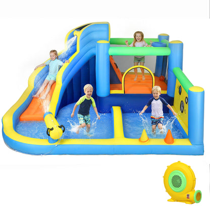 Château gonflable pour enfants avec toboggan et piscine