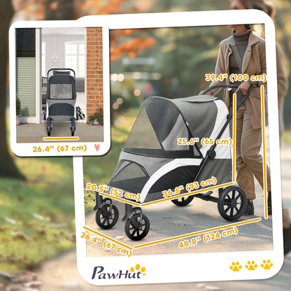 Poussette pliable pour grands chiens avec roues amortissantes