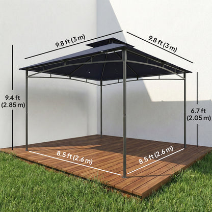 Gazebo de jardin double toit 3 m x 3 m
