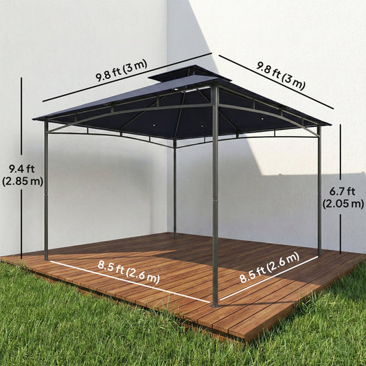 Gazebo de jardin double toit 3 m x 3 m