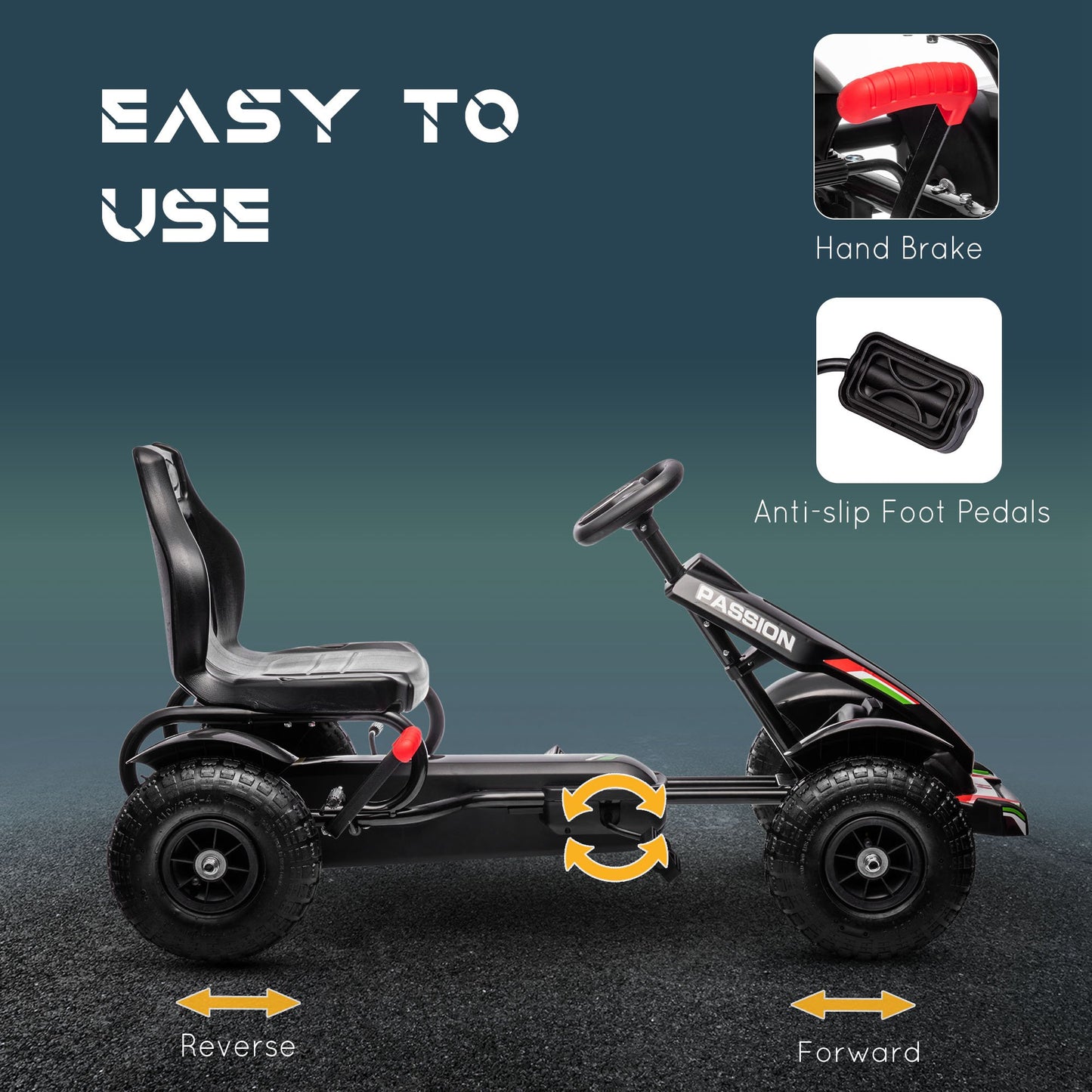 Kart à pédales pour enfants avec freins