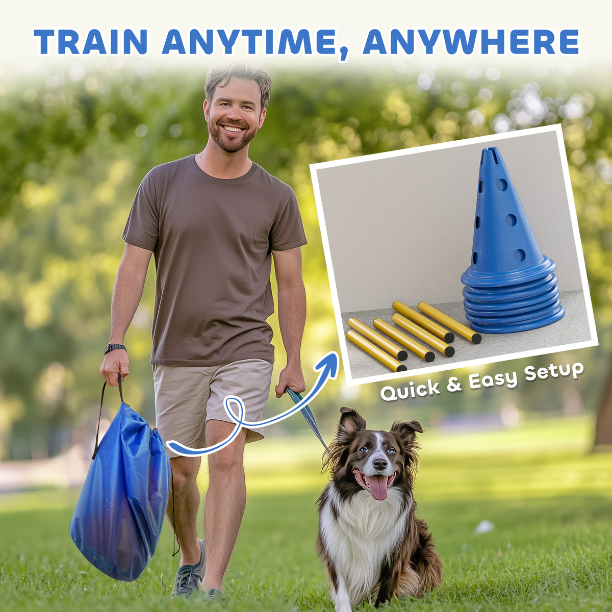 Ensemble d'agilité pour chien avec cônes et perches ajustables