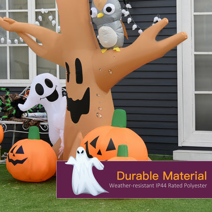 Arbre Halloween gonflable LED avec hibou et citrouilles