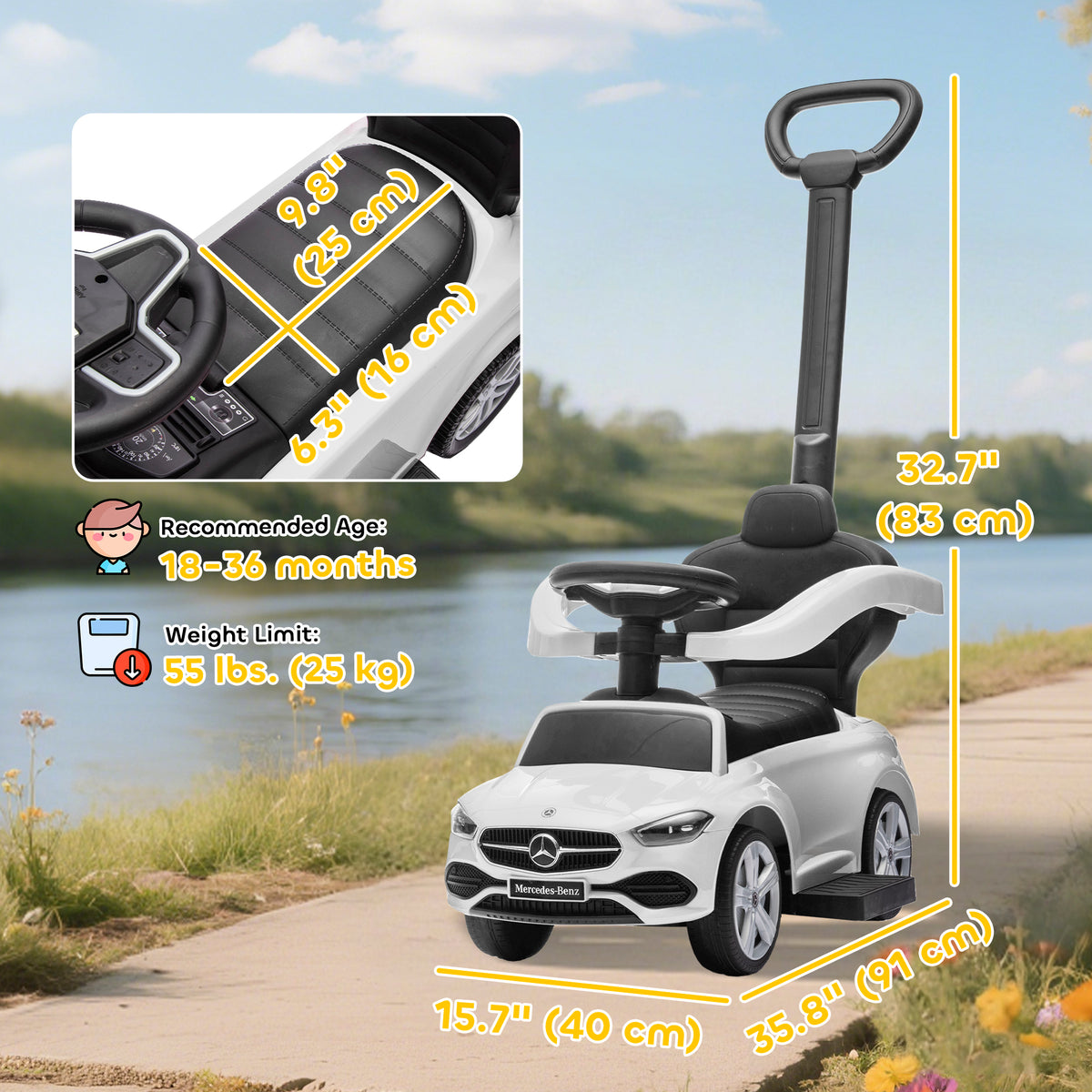 Voiture pousse-pousse 3 en 1 pour tout-petit