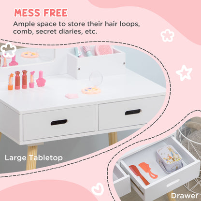 Coiffeuse pour enfants avec miroir et tabouret