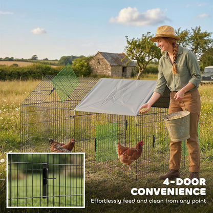 Enclos à poules en métal avec couverture Oxford