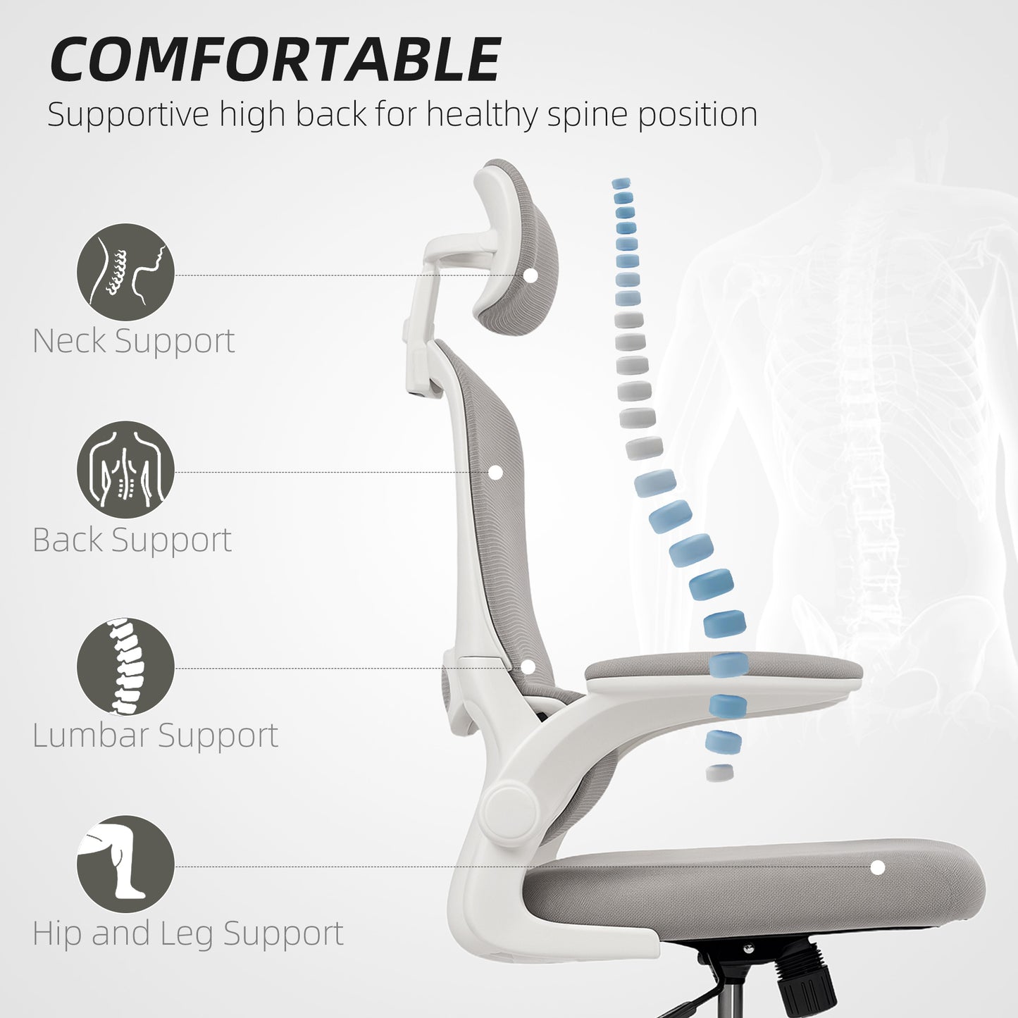Chaise bureau ergonomique dossier haut appui-tête rotatif