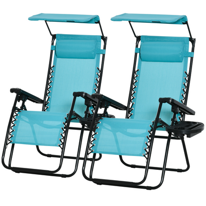 Chaise longue zéro gravité pliable avec auvent