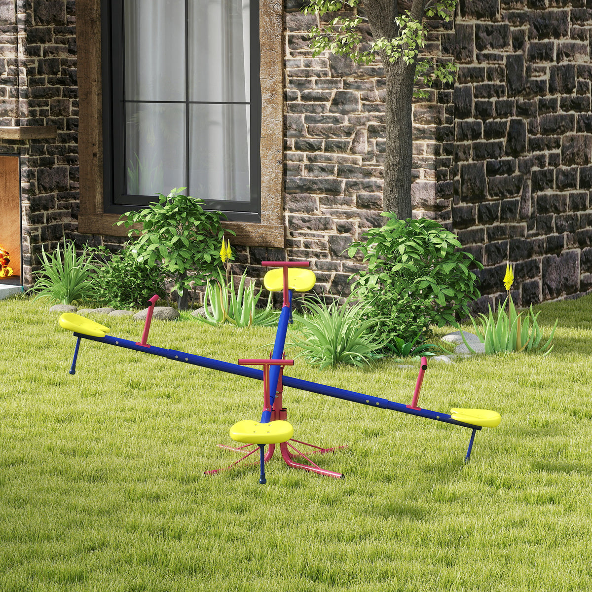 Bascule de jardin pour enfants 4 places en métal