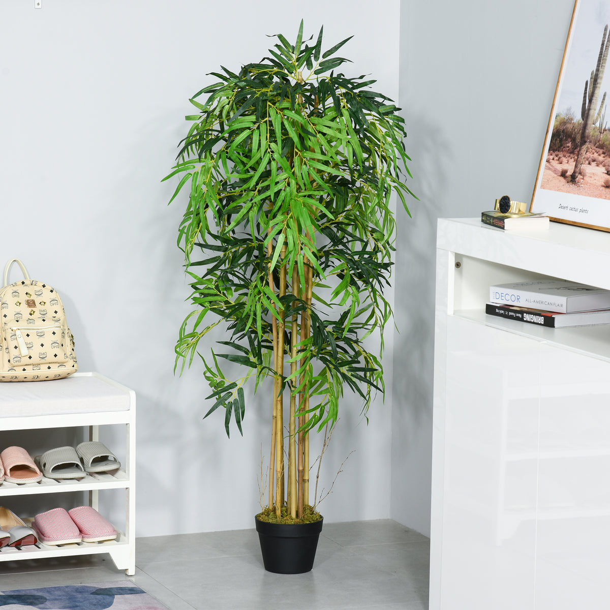 Bambou artificiel 8 troncs 1095 feuilles pot inclus