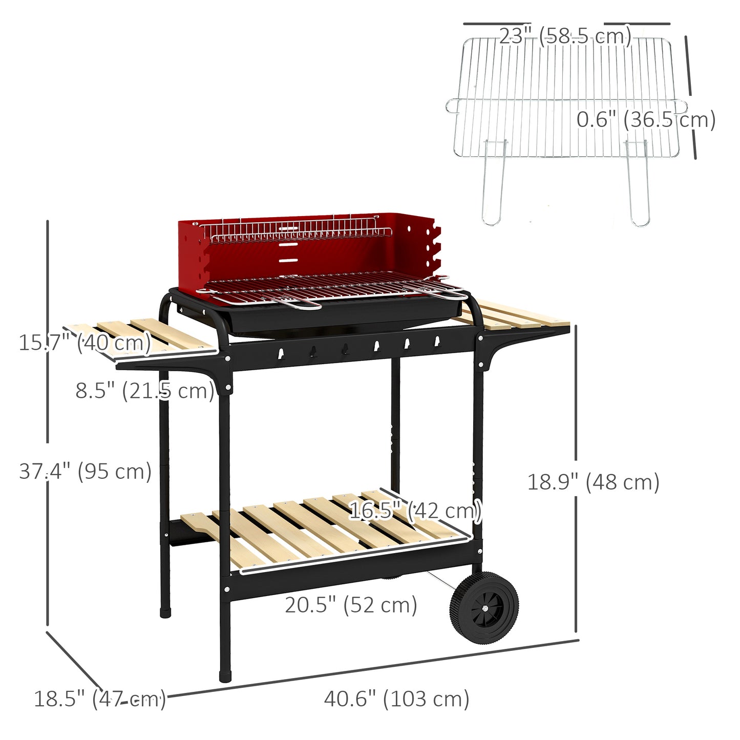 Barbecue au charbon portable avec hauteur ajustable