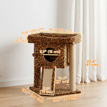 Tour à chat compacte avec perchoir et maison
