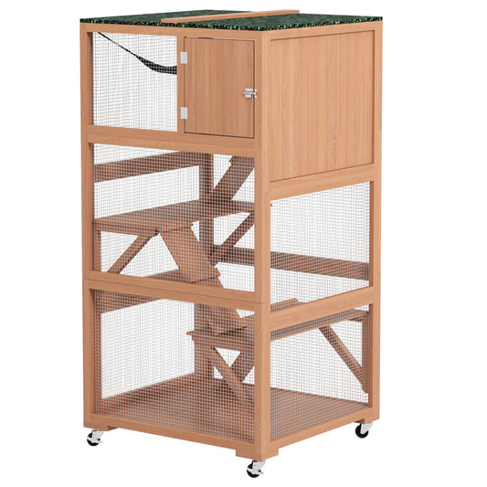 Enclos Extérieur pour Chat Aosom 86cm avec Roues et Hamac